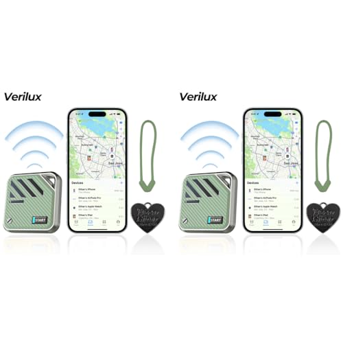 Verilux® Air for iOS Item Finder with Loop Hole Smart Bluetooth Tracker Compatible with Find My App Key GPS Tracking Device for Kids Safety Magnetic Green 2PCS Verilux® Air for iOS Item Finder with Loop Hole Smart Bluetooth Tracker Compatible with Find My App Key GPS Tracking Device for Kids Safety Magnetic Green 2PCS